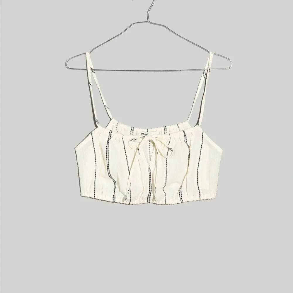 Madewell Tie-Front Bubble Cover-Up Crop Top in Lighthouse - Picture 4 of 4